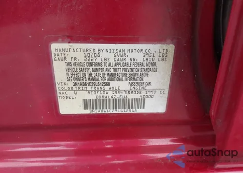 2009 Nissan Sentra 2.0 из США, поврежденный, VIN 3N1AB61E29L612568